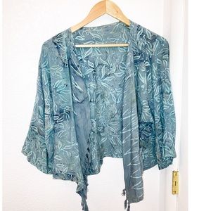BATIK Handmade Shrug in Teal / muted turquoise Lightweight SZ: Large
